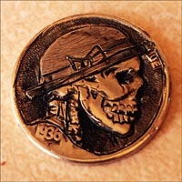 Hobo Skull Nickel Ring Engraved Coin Ready to Go 1