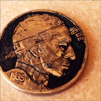 Hobo Skull Nickel Ring Engraved Coin Ready to Go 10