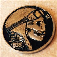 Hobo Skull Nickel Ring Engraved Coin Ready to Go 11