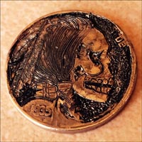 Hobo Skull Nickel Ring Engraved Coin Ready to Go 6